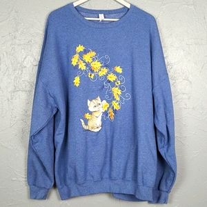 JERZEES Blue Sweatshirt Kitten Graphic